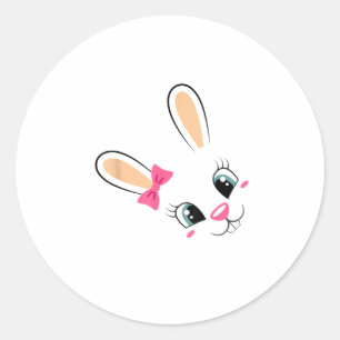 Cute Bunny Face Easter Bunny Funny Rabbit Girls Ea Classic Round Sticker