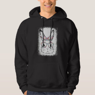 Cute Bunny Face Floral Glasses Headband Happy East Hoodie