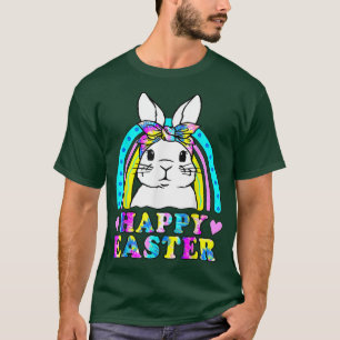 Cute Bunny Face Glasses Headband Happy Easter Day T-Shirt