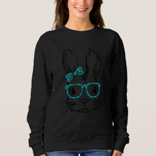 Cute Bunny Face Green Buffalo Plaid Glasses Happy  Sweatshirt