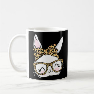 Cute Bunny Face Leopard Glasses Headband Happy Eas Coffee Mug