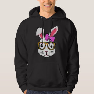 Cute Bunny Face Leopard Glasses Headband Happy Eas Hoodie
