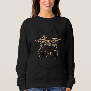 Cute Bunny Face Leopard Glasses Headband Happy Eas Sweatshirt