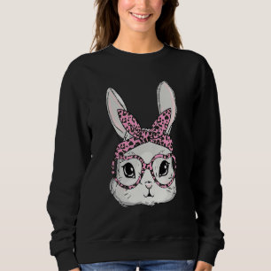 Cute Bunny Face Leopard Glasses Headband Happy Eas Sweatshirt