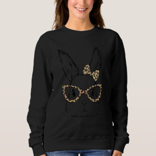 Cute Bunny Face Leopard Glasses Headband Happy Eas Sweatshirt