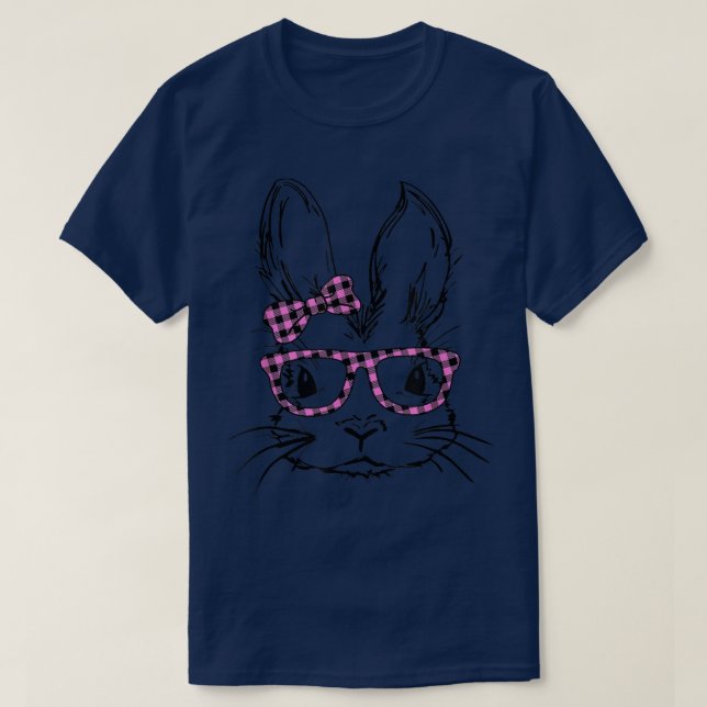 Cute Bunny Face Leopard Glasses Headband Happy Eas T-Shirt (Design Front)