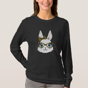 Cute Bunny Face Leopard Glasses Headband Happy Eas T-Shirt