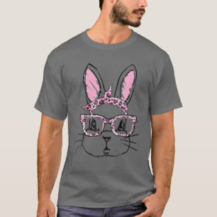 Cute Bunny Face Leopard Glasses Headband Happy Eas T-Shirt