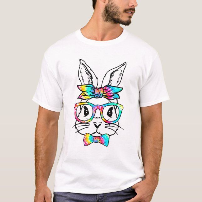 Cute Bunny Face Leopard Print Glasses EASTER Women T-Shirt (Front)