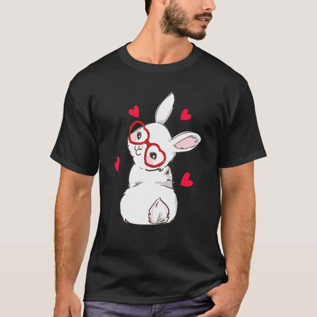 Cute Bunny Face Love Glasses Easter Day Girls_1 T-Shirt (Front)