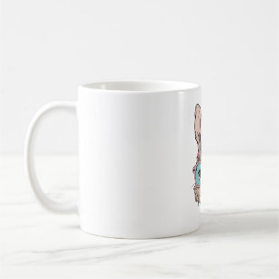 Cute Bunny Face Pink Glasses Floral Easter Egg Eas Coffee Mug