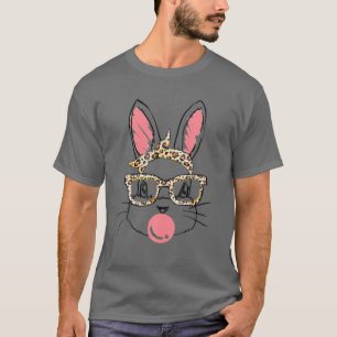 Cute Bunny Face Pink Leopard Bandana Bubblegum Eas T-Shirt