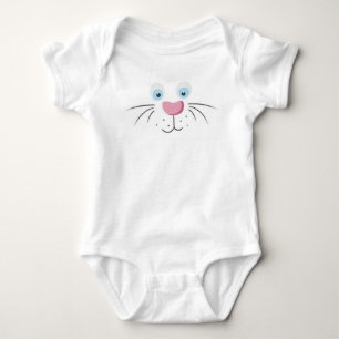 Cute Bunny Face Pink Nose Baby Bodysuit