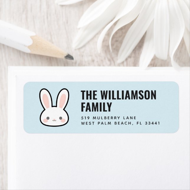 Cute Bunny Face Rabbit Face Return Address (Insitu)