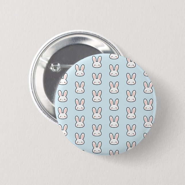 Cute Bunny Face Rabbit Pattern 2 Inch Round Button (Front & Back)