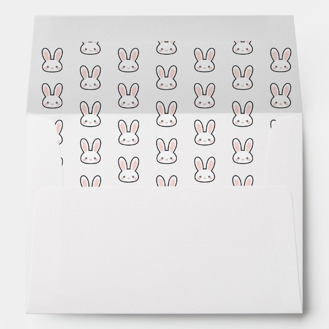 Cute Bunny Face Rabbit Pattern Envelope (Back (Bottom))