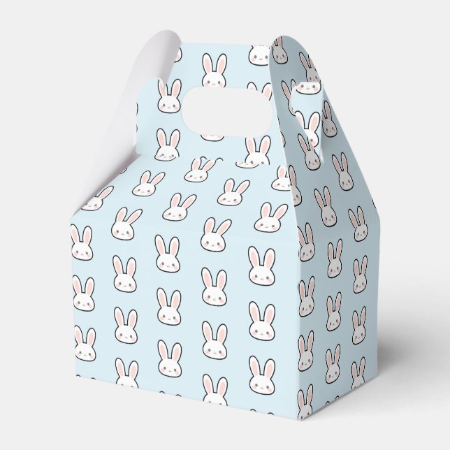 Cute Bunny Face Rabbit Pattern Favor Box (Front Side)