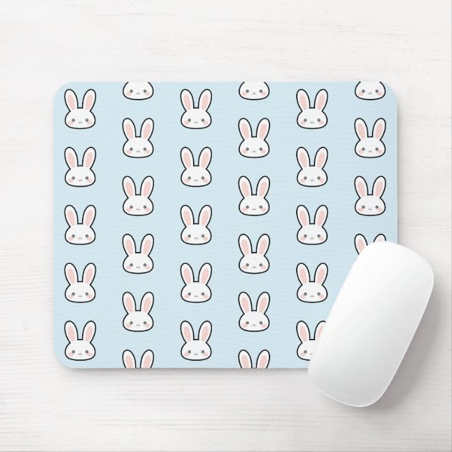 Cute Bunny Face Rabbit Pattern Mouse Pad (With Mouse)