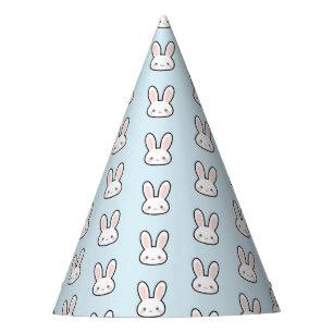 Cute Bunny Face Rabbit Pattern Party Hat