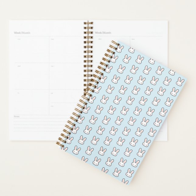 Cute Bunny Face Rabbit Pattern Planner (Display)