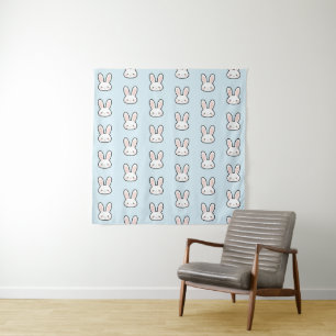 Cute Bunny Face Rabbit Pattern Tapestry