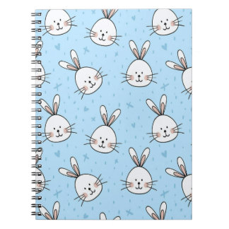 Cute Bunny Face Seamless Pattern Notebook