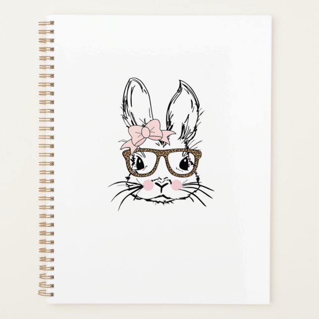 Cute Bunny Face Shirt Leopard Print Glasses EASTER (Devant)