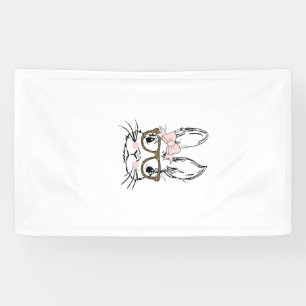 Cute Bunny Face Shirt Leopard Print Glasses EASTER Banner