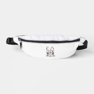 Cute Bunny Face Shirt Leopard Print Glasses EASTER Fanny Pack