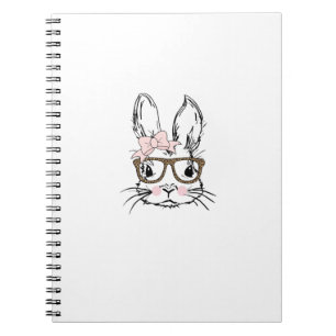 Cute Bunny Face Shirt Leopard Print Glasses EASTER Notebook