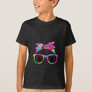Cute Bunny Face Tie Dye Easter Day Gles Headnd Rab T-Shirt