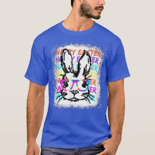 Cute Bunny Face Tie Dye Glasses Easter Day T-Shirt