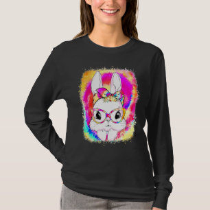 Cute Bunny Face Tie Dye Glasses Easter Day Women G T-Shirt