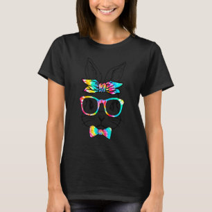 Cute Bunny Face Tie Dye Glasses Headband Happy Eas T-Shirt