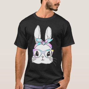 Cute Bunny Face Tie Dye Glasses Headband Happy Eas T-Shirt