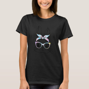 Cute Bunny Face Tie Dye Glasses Headband Happy Eas T-Shirt