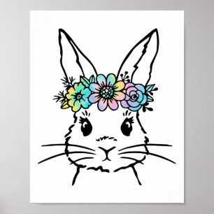Cute Bunny Face Tie Dye Rabbit Easter Day Women Gi Poster