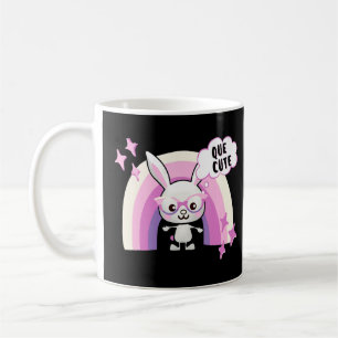 Cute Bunny Face With Rainbow Glasses Speaks Spanis Coffee Mug