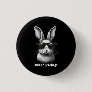 Cute Bunny Face With Sunglasses For Kids 1 Inch Round Button
