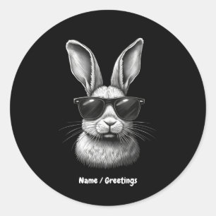 Cute Bunny Face With Sunglasses For Kids Classic Round Sticker