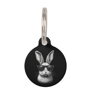 Cute Bunny Face With Sunglasses For Kids  Pet Tag