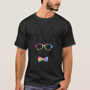 Cute Bunny Face With Tie Dye Glasses & Bow Tie Eas T-Shirt