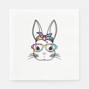 Cute Bunny Face With Tie Dye Glasses Headband East Napkin
