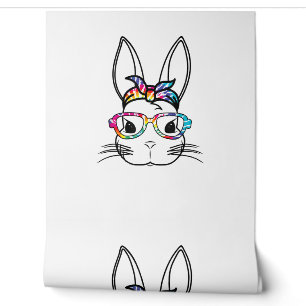 Cute Bunny Face With Tie Dye Glasses Headband East Wallpaper