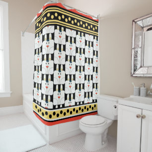 Cute Bunny Faces and Polka Dots Shower Curtain