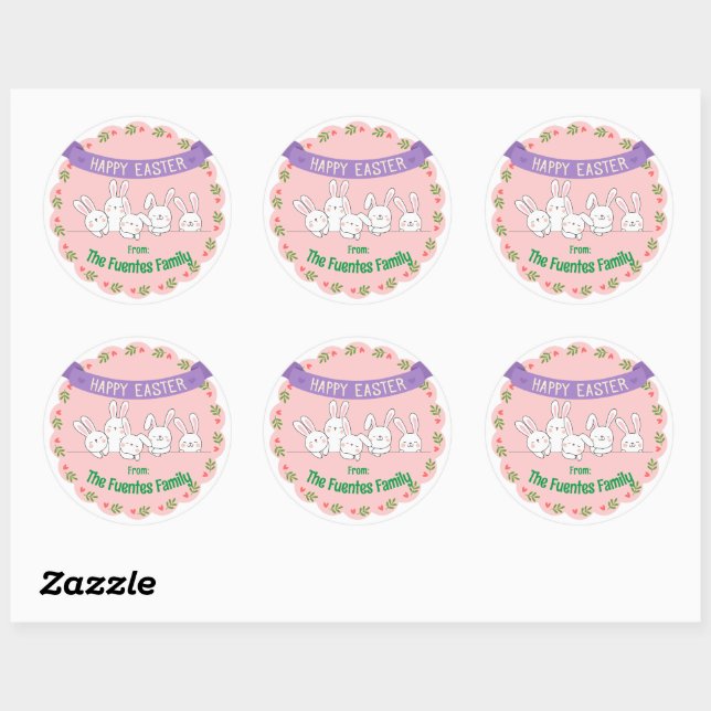 cute bunny family easter personalized sticker (Sheet)