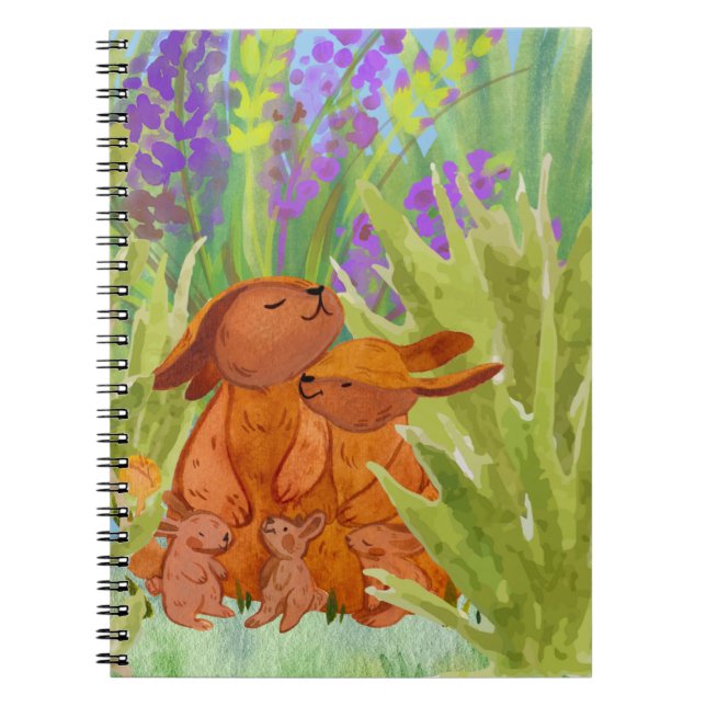 Cute Bunny Family in Nature Notebook (Front)