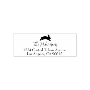Cute Bunny Family Name Return Address Self-inking Stamp