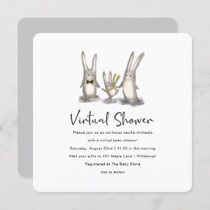 Cute Bunny Family Virtual Baby Shower Invitation