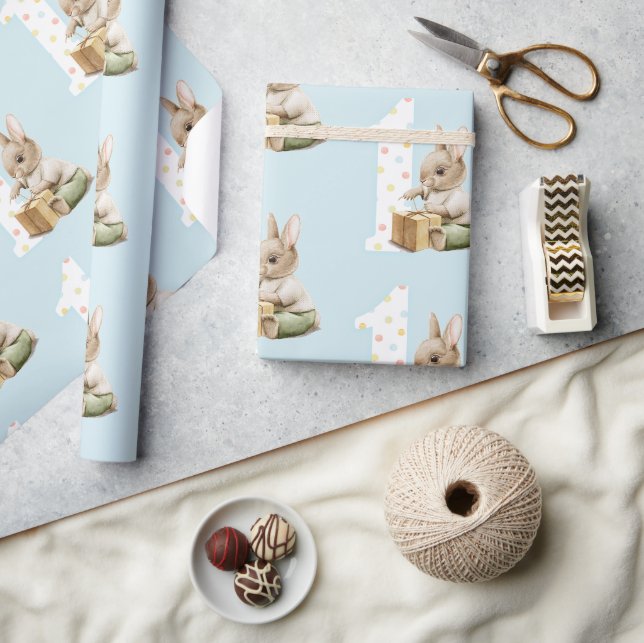 Cute Bunny First Birthday Wrapping Paper (Crafts)